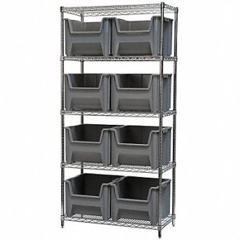 AKRO-MILS G3473 Bin Shlvng 18inx74inx36in Gray, 18D903
