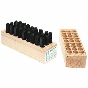 YOUNG BROS. STAMP WORKS Hand Cut Letter Set 1/2in H Gothic Steel, 18G215