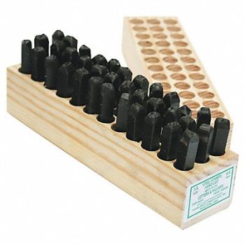 YOUNG BROS. STAMP WORKS Hand Cut Combo Set 3/32in H Gothic Steel, 18G225