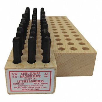YOUNG BROS. STAMP WORKS Machine Made Combo Set 3/32in H Gothic, 18G331