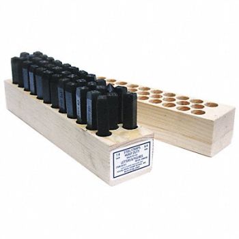 YOUNG BROS. STAMP WORKS Heavy Duty Combo Set 1/2inH Gothic Steel, 18G343