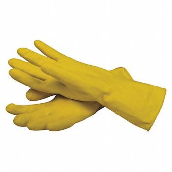SAN JAMAR Glove Latex Flock Lined Yel L PK12, 191T79