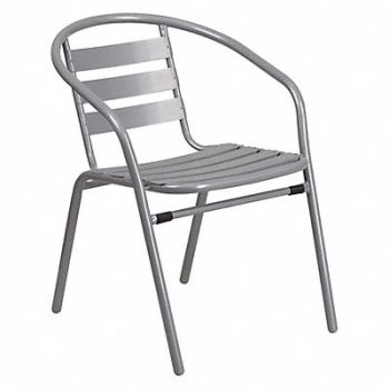 FLASH FURNITURE Chair w/Aluminum Slats Silver, 192Y91