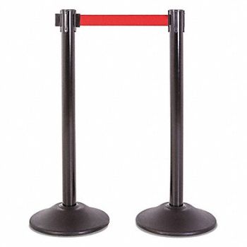 US WEIGHT Steel Stanchion Black 7.5ft Red Belt PR, 196Y41