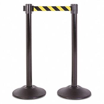 US WEIGHT Steel Stanchion Blk 7.5ft Yel/Bk Belt PR, 196Y46