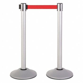 US WEIGHT Steel Stanchion Silver 7.5ft Red Belt PR, 196Y50