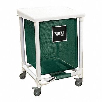 ROYAL BASKET TRUCKS PVC Hamper 35 gal Green Foot Pedal, 19D623
