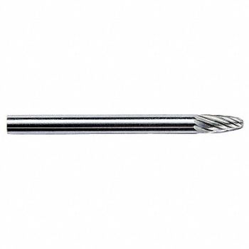 GRAINGER APPROVED Cone Bur Pointed End 1/8 Carbide, 19D742
