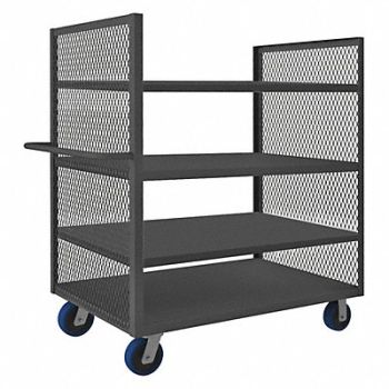GRAINGER APPROVED 2 Sided Low Deck Cart 4 Shelves 3600 lb., 19G755