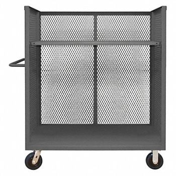 GRAINGER APPROVED 3 Sided Mesh Cart 1 Shelf 3600 lb., 19G929