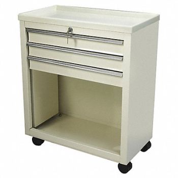 LAKESIDE Bedside Cart 13x24x29 Beige 3 Drawer, 19H258