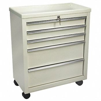 LAKESIDE Bedside Cart 13x24x29 Beige 5 Drawer, 19H259
