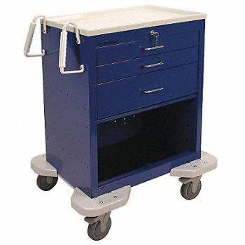 LAKESIDE Emergency Cart 25x32x39 Blue 3 Drawer, 19H263