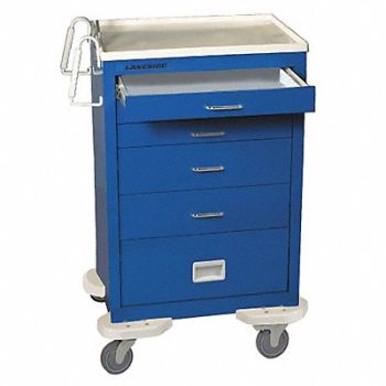 LAKESIDE Emergency Cart 25x32x45 Blue 5 Drawer, 19H264