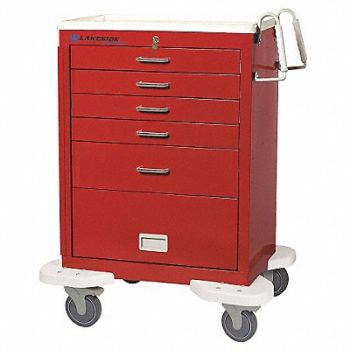 LAKESIDE Emergency Cart 25x32x45 Red 5 Drawer, 19H265