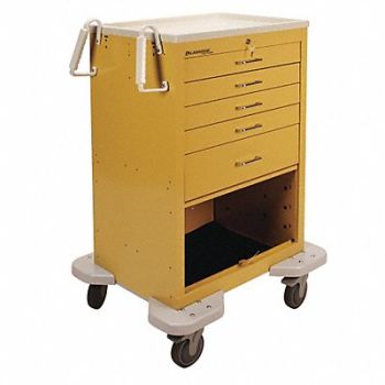 LAKESIDE Emergency Cart 25x32x45 Yellow 5 Drawer, 19H268