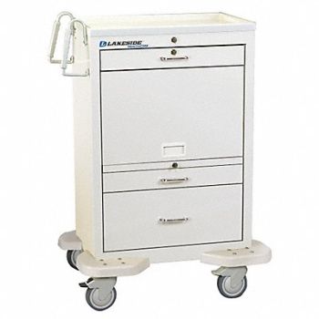 LAKESIDE Medication Cart 25x32x46 White 3 Drawer, 19H272