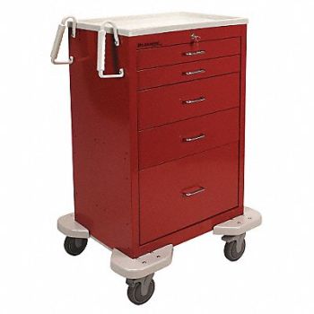 LAKESIDE Emergency Cart 25x32x45 Red 5 Drawer, 19H275