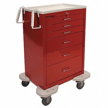 LAKESIDE Emergency Cart 25x32x46 Red 6 Drawer, 19H276