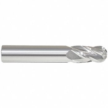GRAINGER APPROVED Ball End Mill Single End 6.00mm Carbide, 19LR39