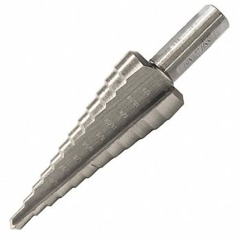 WESTWARD Step Cone Drill 3/16in to 7/8in HSS, 19N127