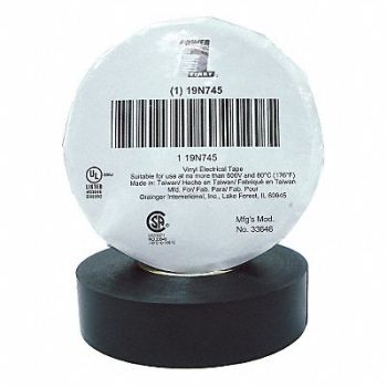 GRAINGER APPROVED Elec Tape 66 ft Lx3/4 in W 8.5 mil Black, 19N745