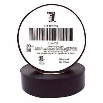 GRAINGER APPROVED Elec Tape 60 ft Lx3/4 in W 7 mil Black, 19N746