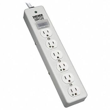 TRIPP LITE Surge Protector Strip 6 Outlet Gray, 19N899