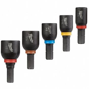 MILWAUKEE Nutsetter Set Steel Impact Rated PK5, 19RK03