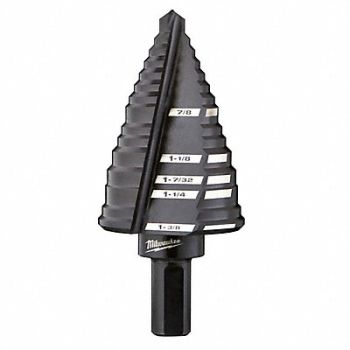 MILWAUKEE Step Cone Drill 7/8in to 1.375in HSS, 19RK82