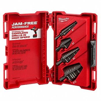 MILWAUKEE Step Drill Bit Set HSS 1/8-1-3/8 In 4 pc, 19RK84
