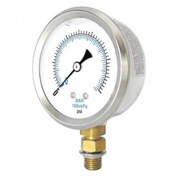 PIC GAUGES Pressure Gauge 0 to 3000 psi 2 1/2 Dial, 19RZ24