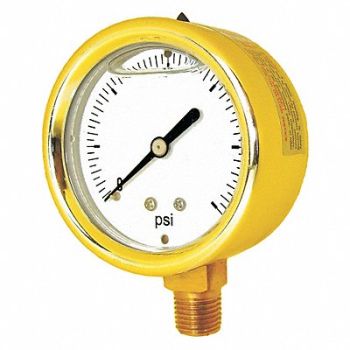 PIC GAUGES Forged Brass Pressure Gauge, 19RZ38