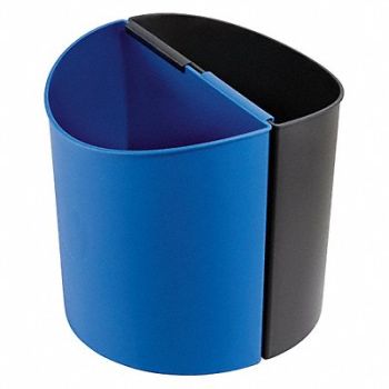SAFCO Wastebasket Half Round 3 gal Black/Blue, 19YA53