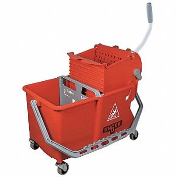 UNGER Mop Bucket with Wringer Red 4 gal, 19YD12