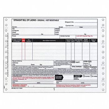 JJ KELLER Bill of Lading Form Reg Compliance PK500, 19YK65