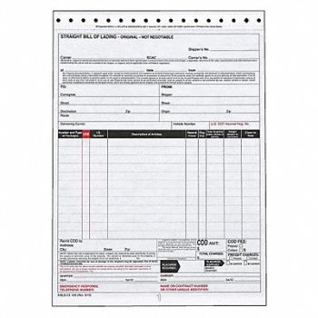 JJ KELLER Bill of Lading Form Reg Compliance PK250, 19YK68