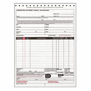 JJ KELLER Bill of Lading Form Reg Compliance PK250, 19YK69
