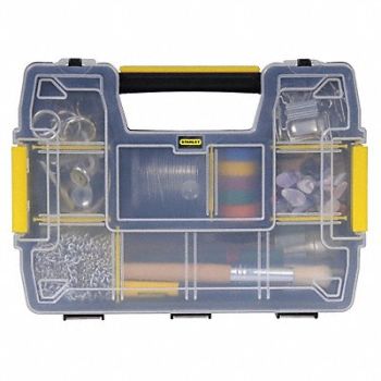 STANLEY Comprt Bx Integ Snaps Clr/Blk/Ylw 2.9 in, 19YU42