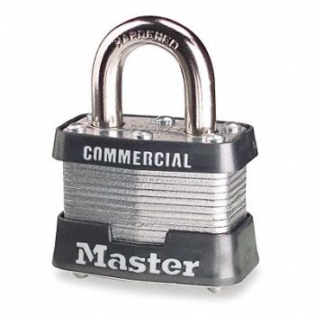 MASTER LOCK Keyed Padlock 5/8 in Rectangle Silver, 4T087