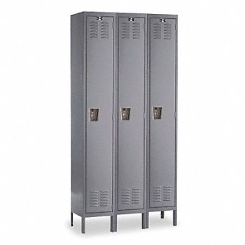 HALLOWELL G3752 Wardrobe Locker Lvrd 3 Wide 1 Tier Gray, 1AEG2
