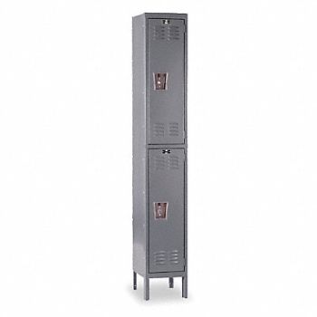 HALLOWELL G3766 Wardrobe Locker Lvrd 1 Wide 2 Tier Gray, 1AEK2