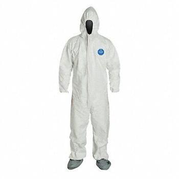 DUPONT D2237 Hooded Coveralls White 3XL Elastic PK25, 4AG52