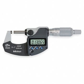 MITUTOYO Electronic Micrometer 1 In Cert SPC, 1ARB5