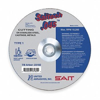 UNITED ABRASIVES-SAIT CutOff Wheel Saitech 7 x.045 x5/8, 1AUA1
