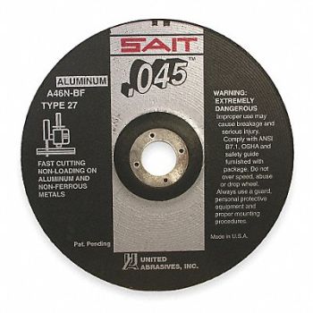 UNITED ABRASIVES-SAIT Abrsv Cut Whl 7In D 0.045In T 7/8In AH, 1AUC8