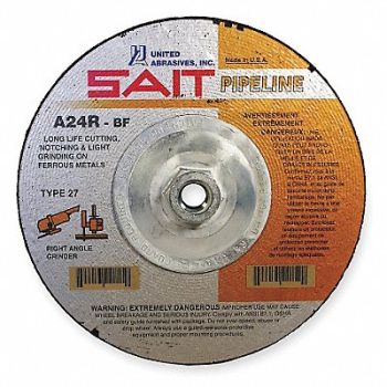 UNITED ABRASIVES-SAIT Depressed Center Whl T27 5x1/8x5/8-11 AO, 1AUK4