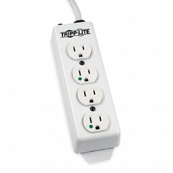 TRIPP LITE Outlet Strip 4 Outlet 15A 8-21/32 L Wht, 1AYB3
