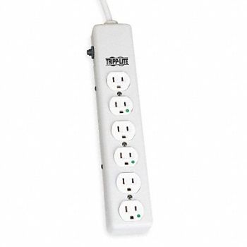 TRIPP LITE Outlet Strip 6 Outlet 15A 13-3/4 L Wht, 1AYB4