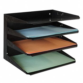 GRAINGER APPROVED Desk Organizer Letter 4 Compartment Blk, 1AYF2